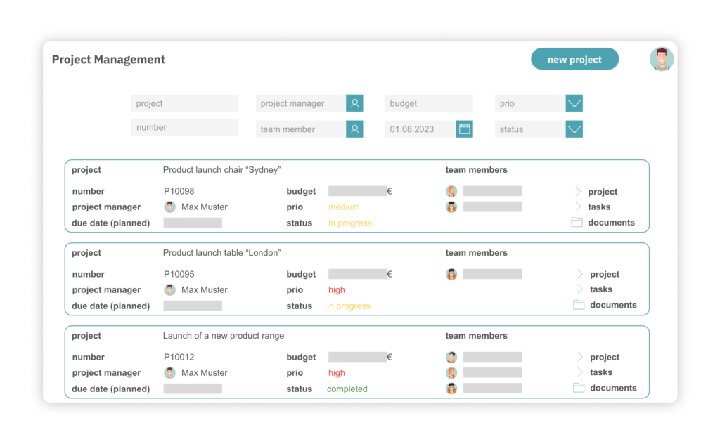 Screenshot: Project Management